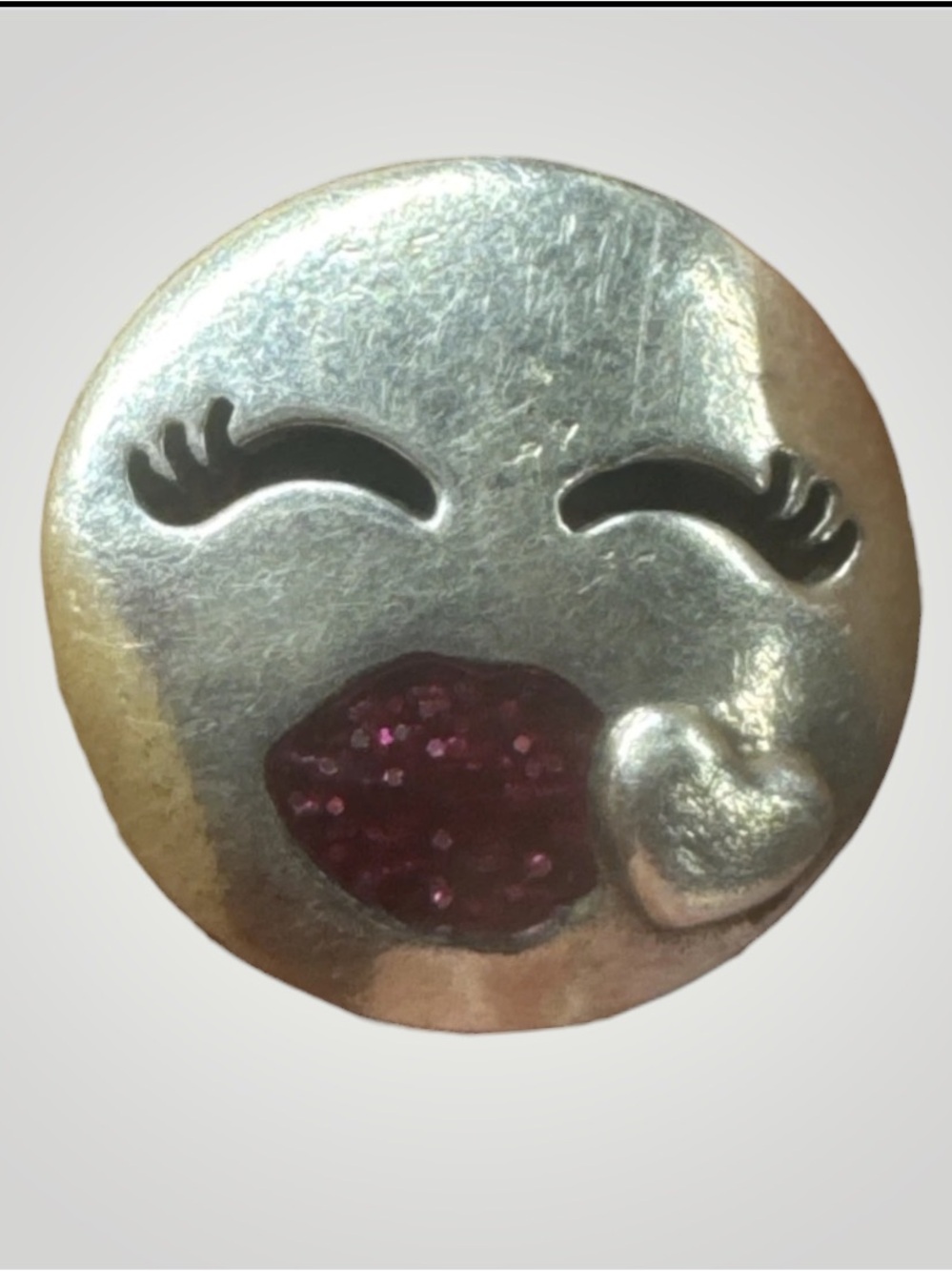 Kiss Emoji Charm Retired Sterling Silver with Cerise Enamel- #796561EN152